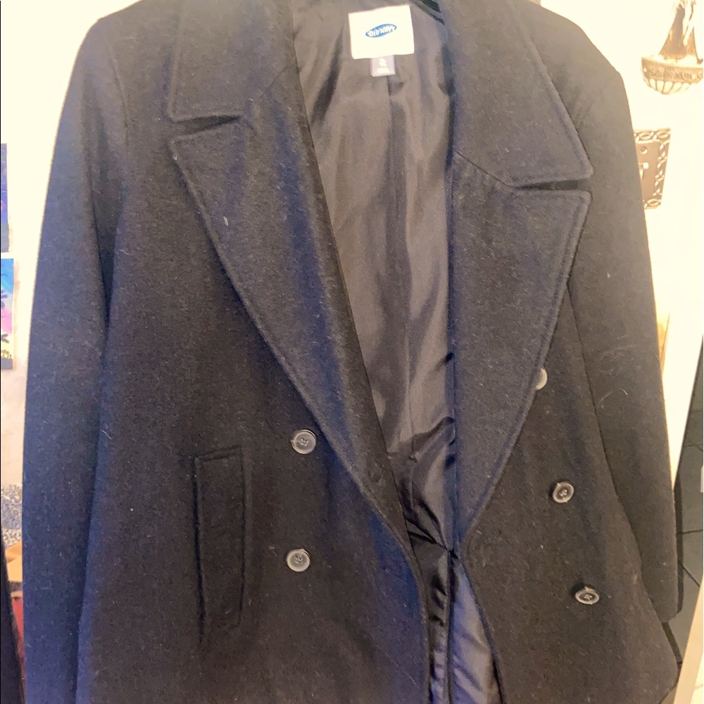 🤍🖤 OLD NAVY BLACK PEA COAT 🖤🤍 SIZE XL